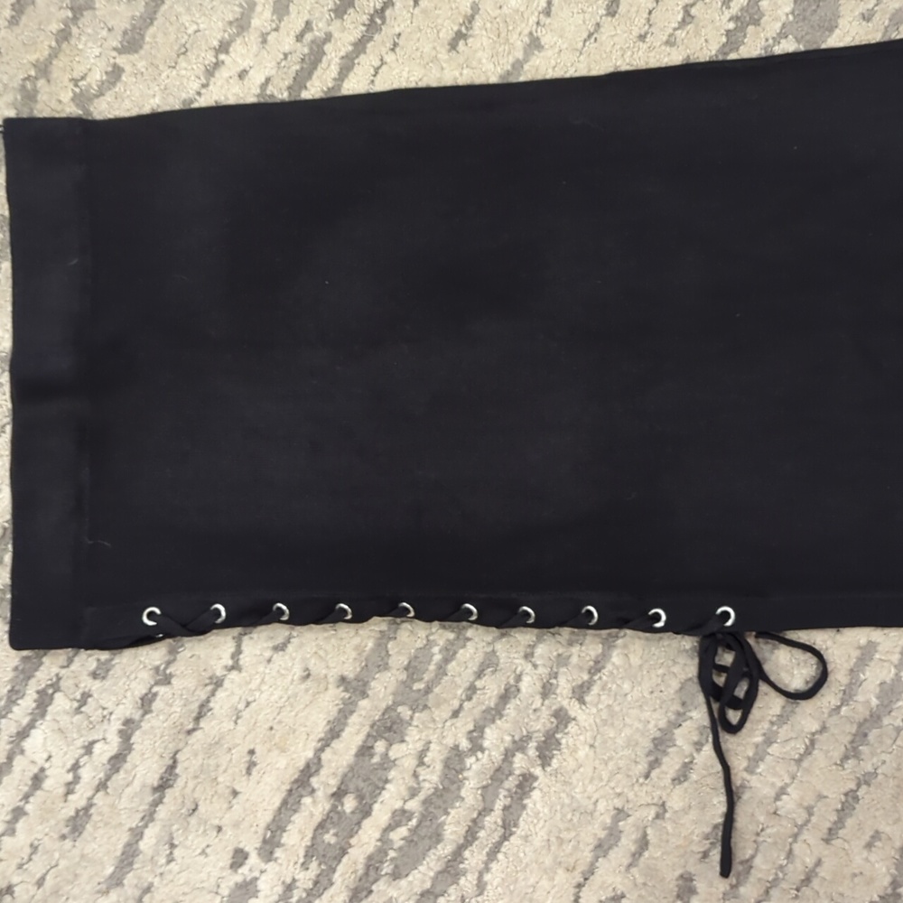 NWT BLACK Tape Knit Skirt with side ties - Picture 2 of 7